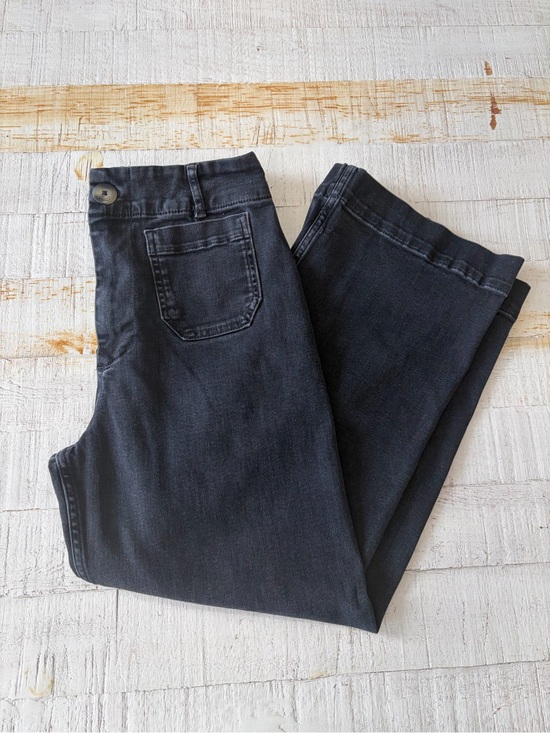 Pilcro Denim - Anthropologie Pilcro the Skipper Jeans size 27 Cropped Wide Leg Faded Black